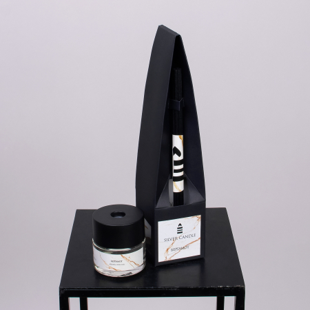 Ароматический диффузор SvCdle для дома 50 мл 7 палочек, Черный, Бергамот