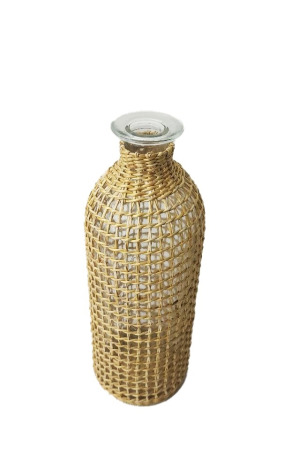 Ваза ГК Бутылка в оплетке 0620-016  6,5*20см стекло/джут