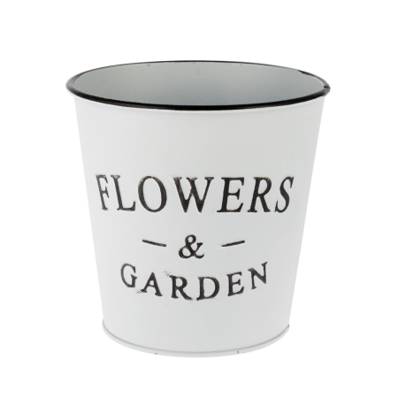 Кашпо Ведерко (цинк), Гарден, без ручки, белый