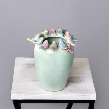 Ваза ГК Стайка птиц 171-001 Зеленый 15.5*14.5*17.5 см