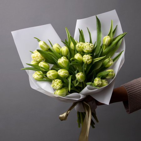 Букет Тюльпан пионовидный "Ду Авант Гард", кремовый 