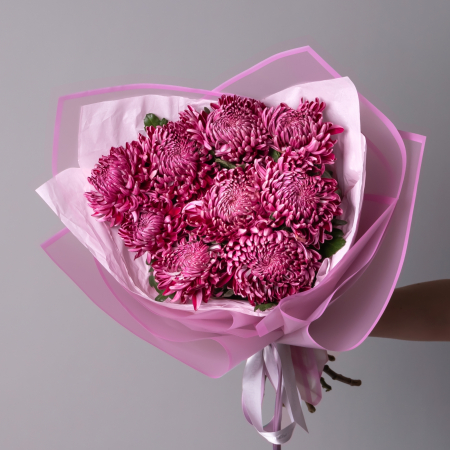 Букет Хризантема одноголовая "Бигоди Пепл" 