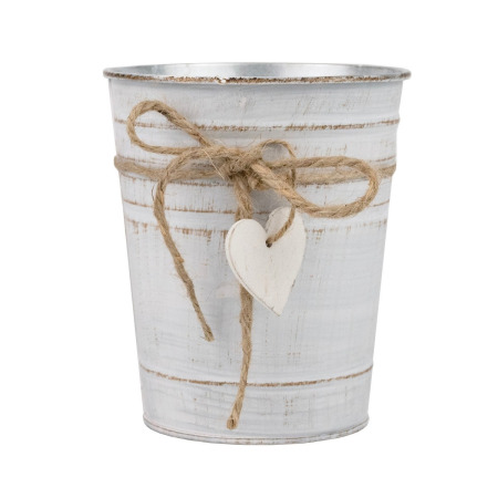 Кашпо Ведерко АЗ Сердце (цинк), D12xH14см, белый