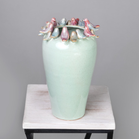 Ваза ГК Стайка птиц 171-003 Зеленый 17*17*27.5 см