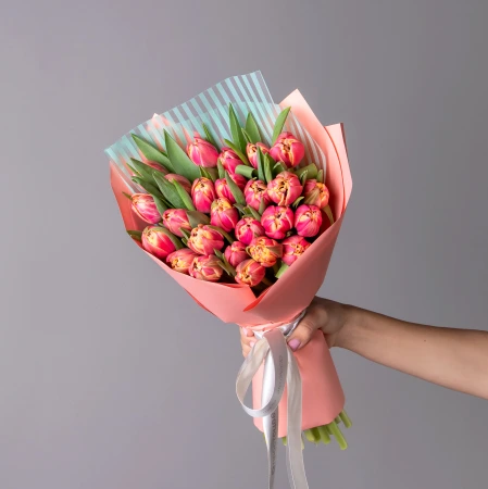 Букет Тюльпан пионовидный "Ду Колумбус", розовый 