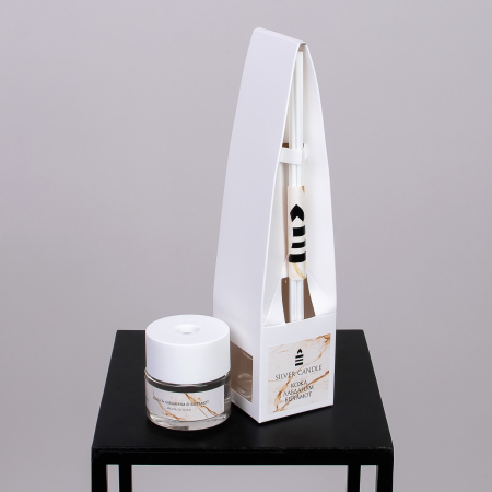 Ароматический диффузор SvCdle для дома 50 мл 7 палочек, Белый, Кожа Лабаданут Бергамот