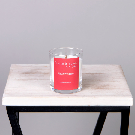 Свеча TIE в стакане с деревянной крышкой Коньячная груша 190 мл.