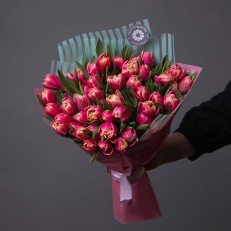 Букет Тюльпан пионовидный "Ду Колумбус", розовый 
