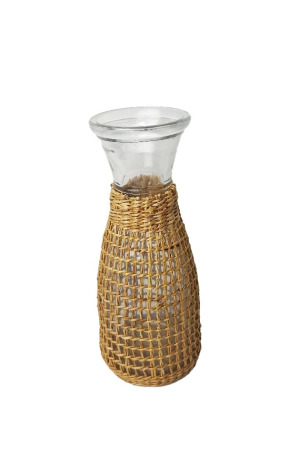 Ваза ГК Бутылка в оплетке 0620-018 8*20см стекло/джут