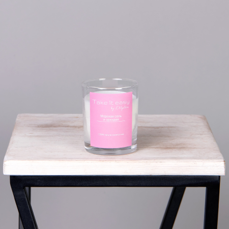 Свеча TIE в стакане с деревянной крышкой Морская соль и орхидея 190 мл.