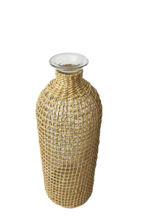 Ваза ГК Бутылка в оплетке 0620-015 8,5*26см стекло/джут