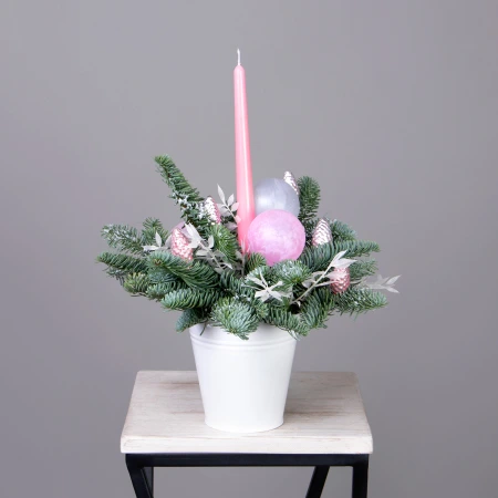 "Новогодняя в белом кашпо" 