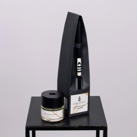 Ароматический диффузор SvCdle для дома 50 мл 7 палочек, Черный, Дубовый мох и Янтарь