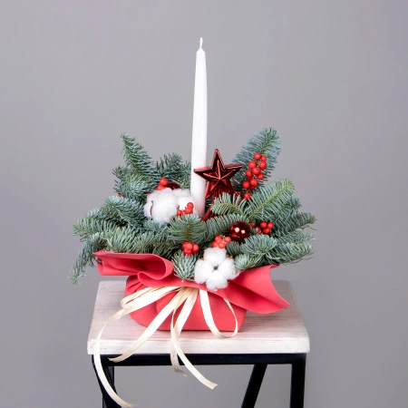 "Новогодняя с белым хлопком и ягодами" 