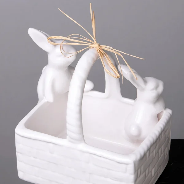 Фигурка ГК "Корзинка с кроликами" 733-156 высота 12см, 15х11см белый_3