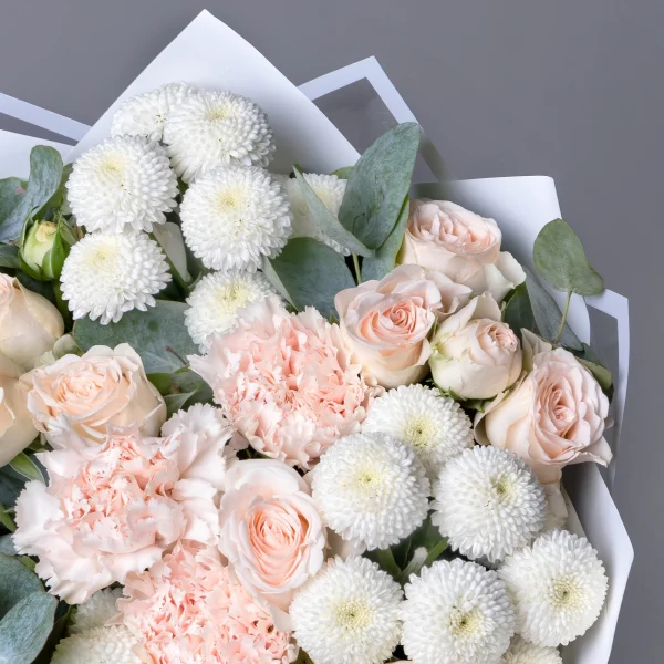 Флористический букет "Персиковое облако"_5