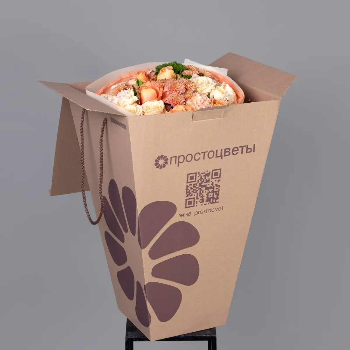 Флористический букет "Персиковый сад М"_7