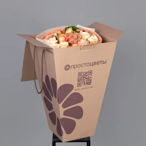 Флористический букет "Персиковый сад М"_7