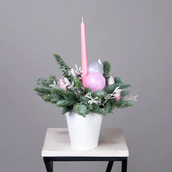 Композиция "Новогодняя в белом кашпо"_1