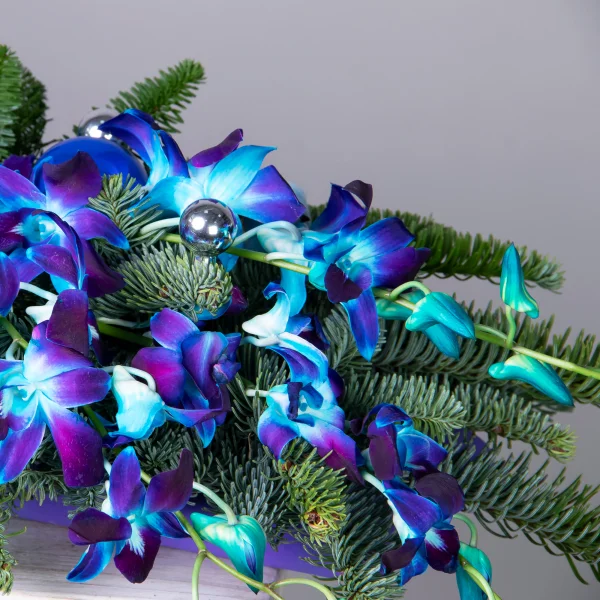 Композиция "Новогодняя с дендробиумом и хлопком"_6