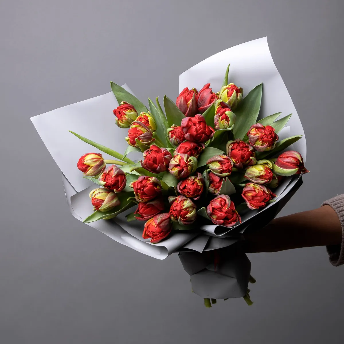 Флористический букет "Тюльпан, 25 шт, ду Красный"  1