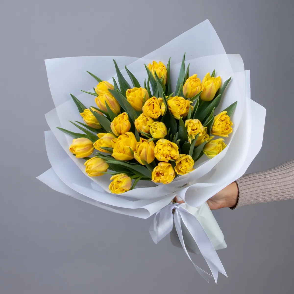 Флористический букет "Тюльпан, 25 шт, ду Желтый" _1