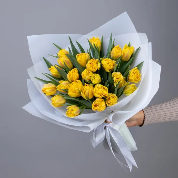 Флористический букет "Тюльпан, 25 шт, ду Желтый" _1