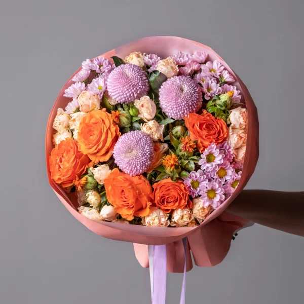 Флористический букет "Персиковый закат"_1