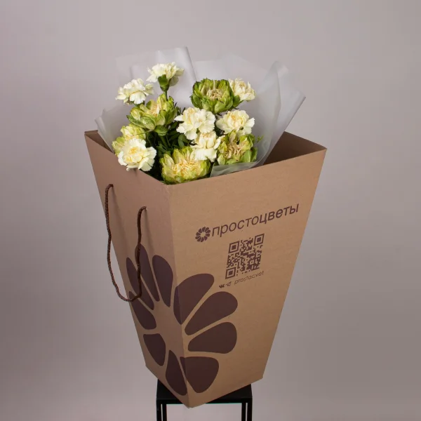 Флористический букет "Дуобукет из розы Вегги и лимонных диантусов"_4