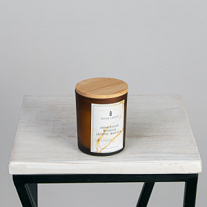 Ароматическая свеча, Янтарная Коллекция, в стакане, с бамбуковой крышкой, Лимонная вербена Цитрус Ваниль, 200 мл.