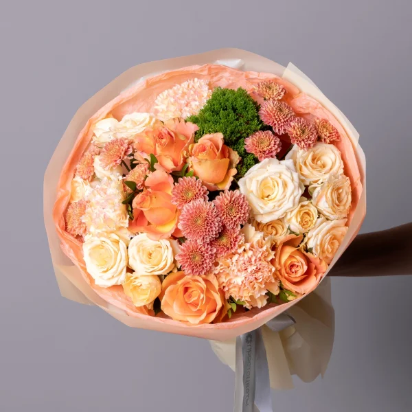 Флористический букет "Персиковый сад М"_1