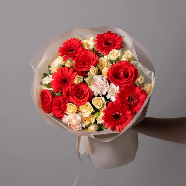 Флористический букет "Яркая мозаика" М_1