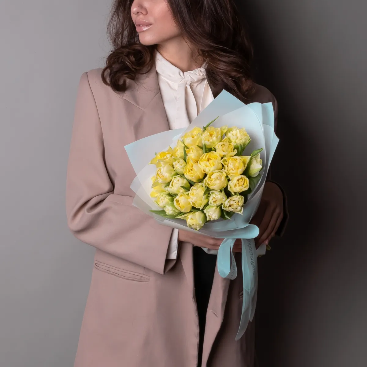 Флористический букет "Тюльпан ду Лимонный 25 шт" _2