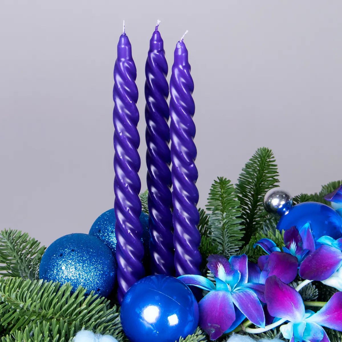 Композиция "Новогодняя с дендробиумом и хлопком"_3