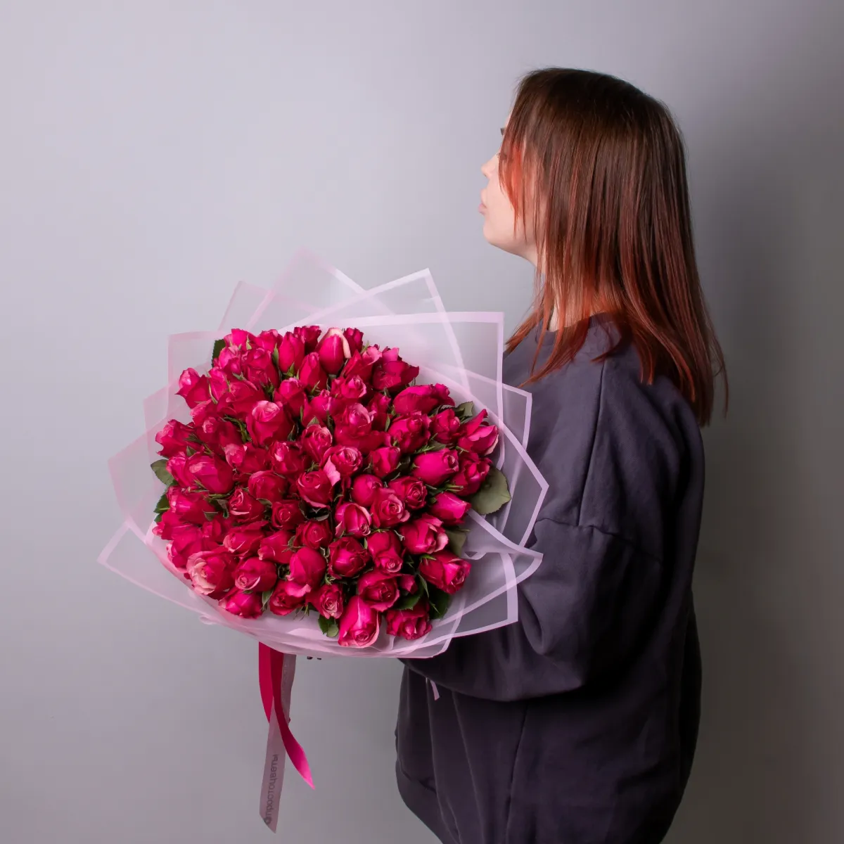 Букет Роза "Тёмно-Розовая"_2