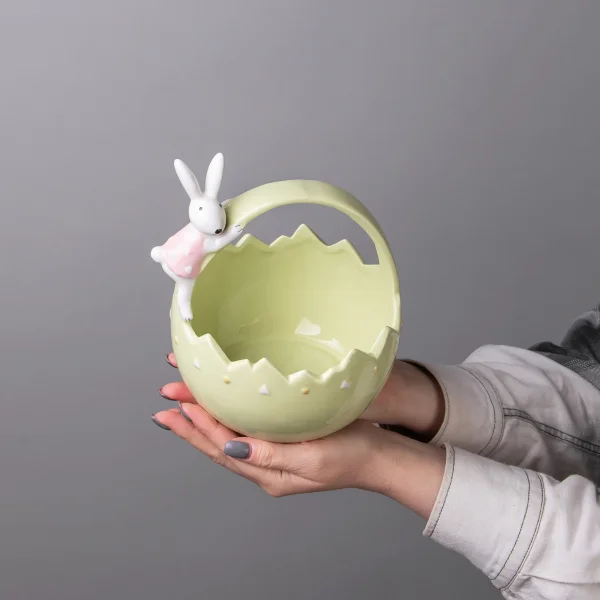 Фигурка ГК Корзина с зайчиком зеленый 834-883 16*15*18см_2