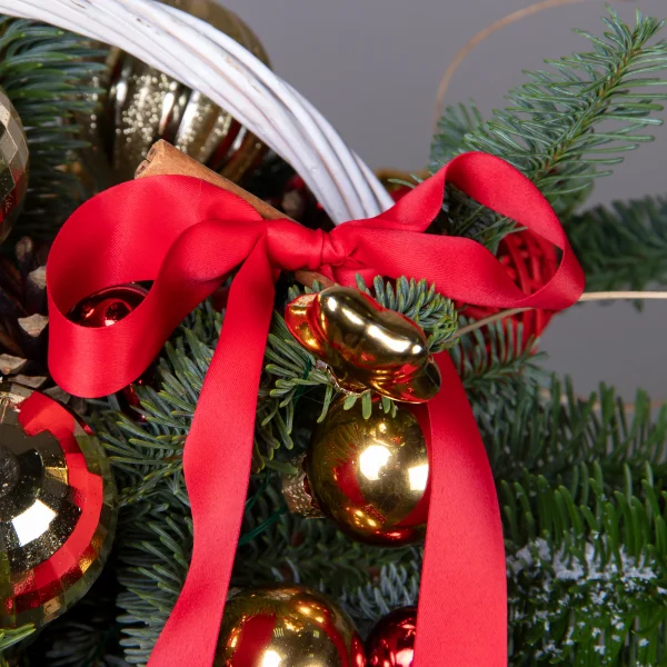 Композиция "Новогодняя в корзине красная"_4