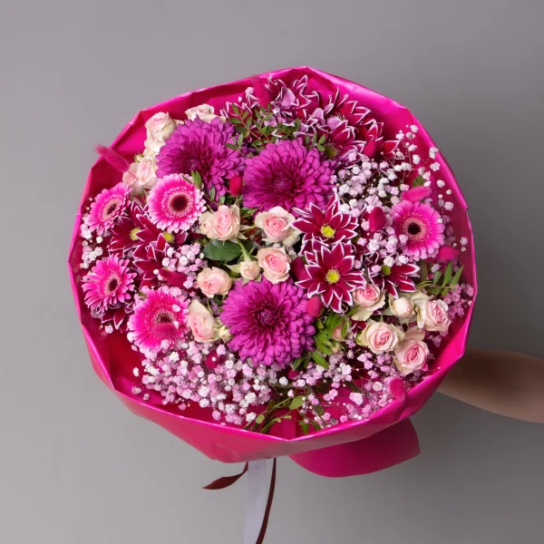 Флористический букет "Малиновая ночь L"_1