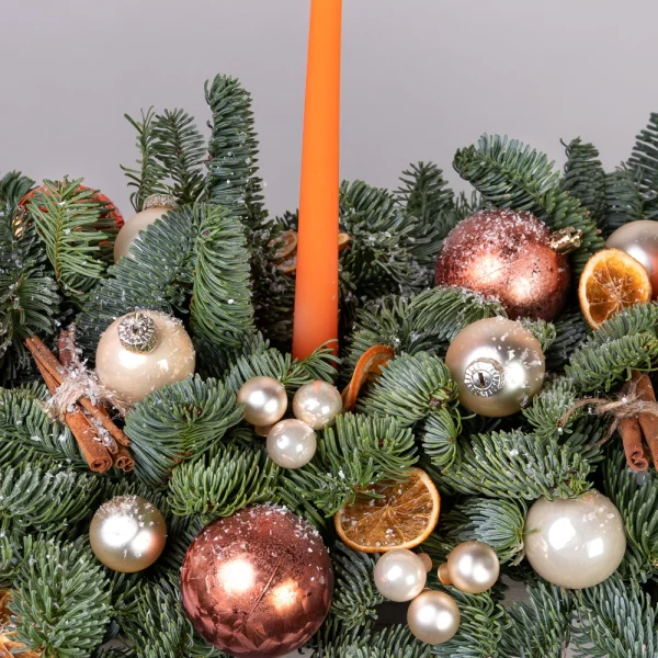 Композиция "Новогодняя со свечой Оранжевая L"_4