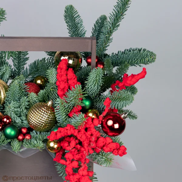 Композиция "Новогодний ящик Красный"_4