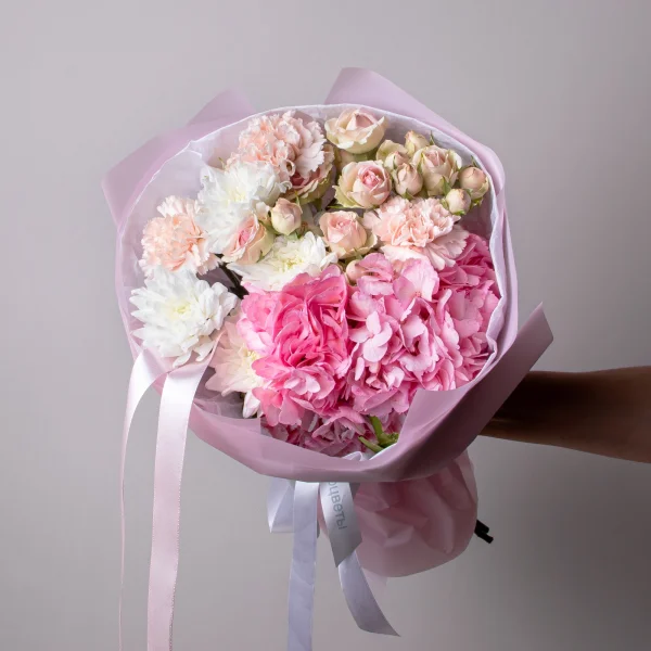 Флористический букет "Розовое счастье XS"_1