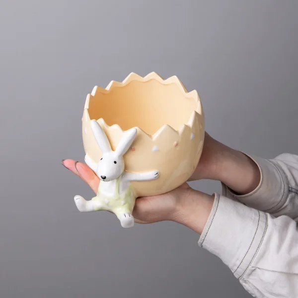 Фигурка ГК Зайчик кашпо 834-880 желтый 18*15*11см_2