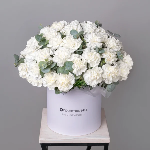 Композиция "Шляпная коробка Белые Диантусы" XL_1