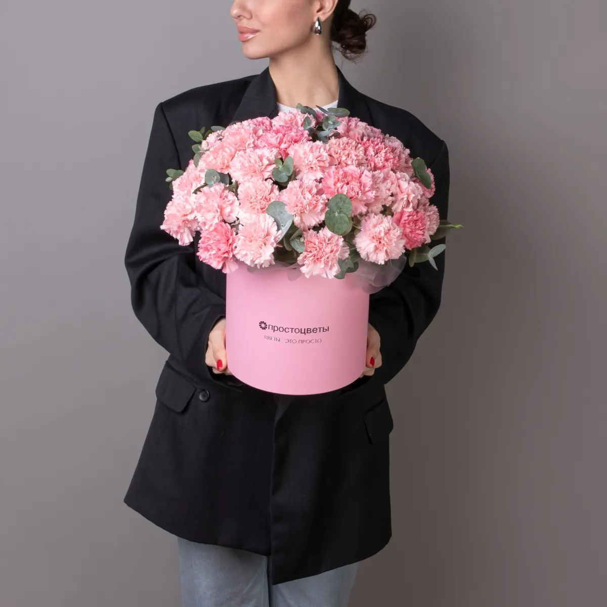 Композиция "Шляпная коробка Розовые Диантусы" XL_2