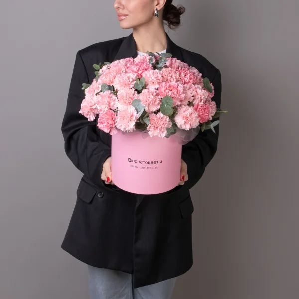 Композиция "Шляпная коробка Розовые Диантусы" XL_2