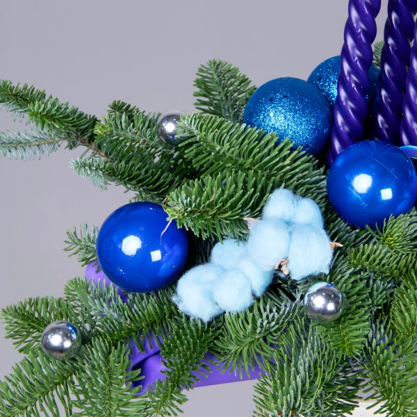 Композиция "Новогодняя с дендробиумом и хлопком"_4