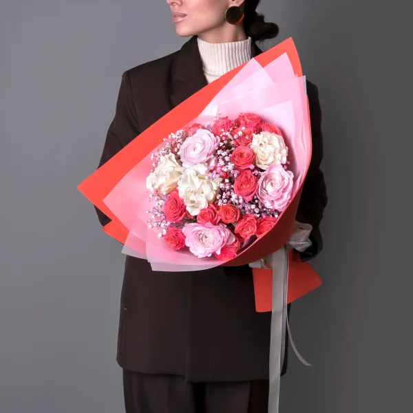 Флористический букет "Сердце в лепестках"_2