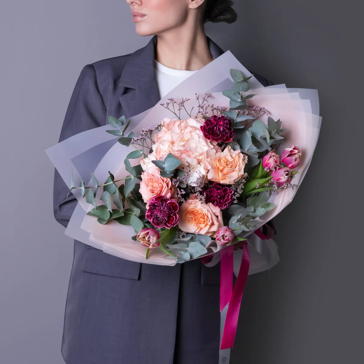 Флористический букет "Винный персик"_1