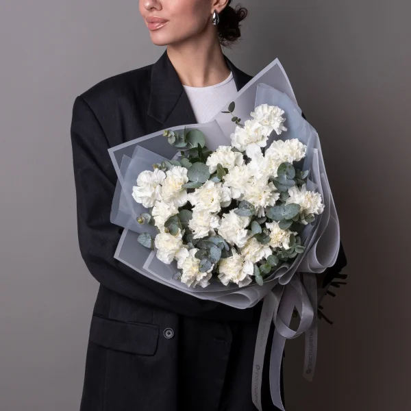 Флористический букет "Белые Диантусы"_2