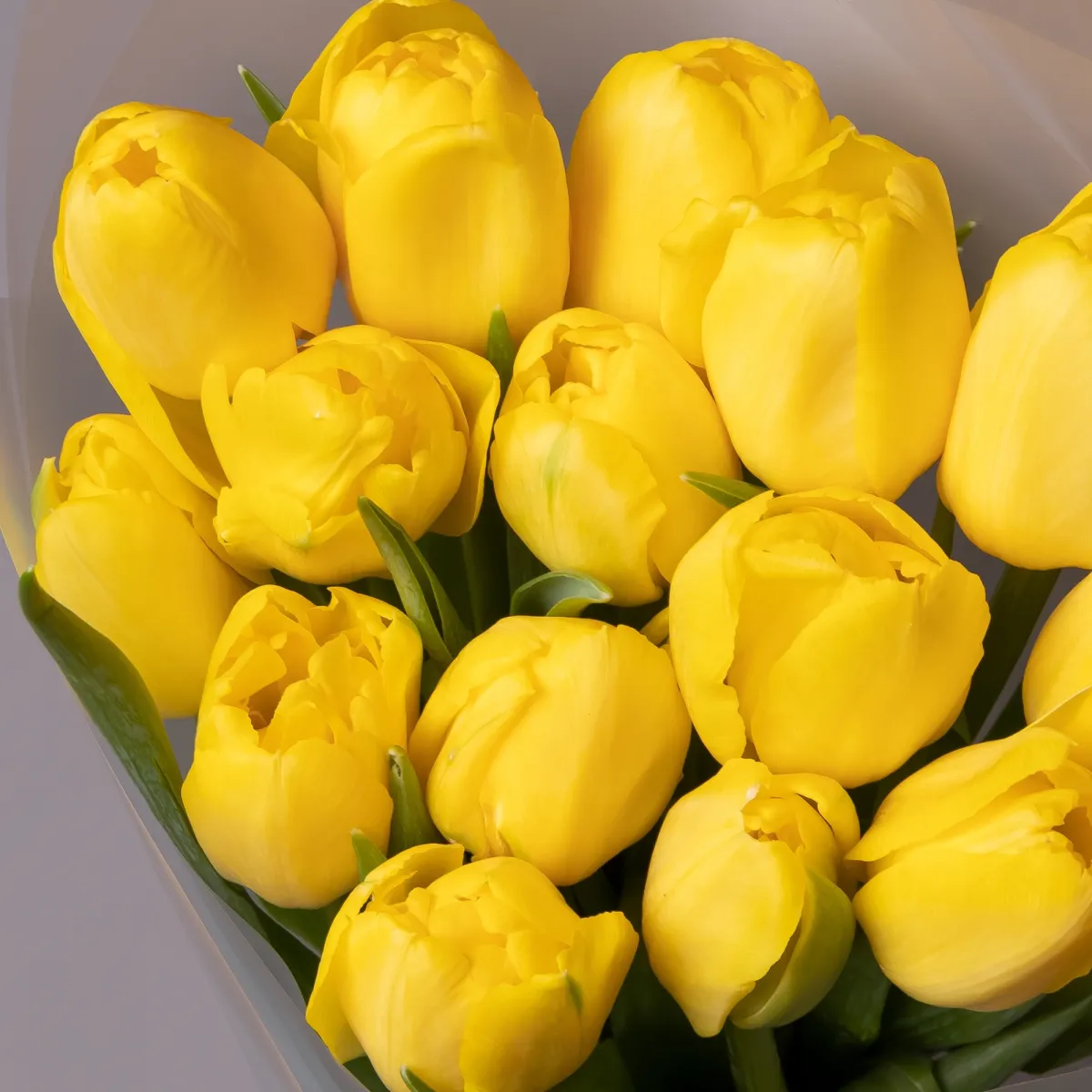 Флористический букет «Тюльпан, 15 шт, Желтый»_4